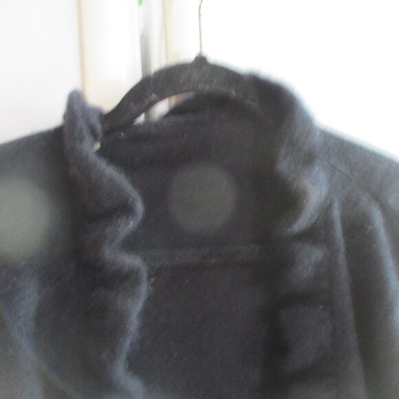 100%  Cashmere Cardigan Black XL ruffle edge thick m l - Picture 2 of 4